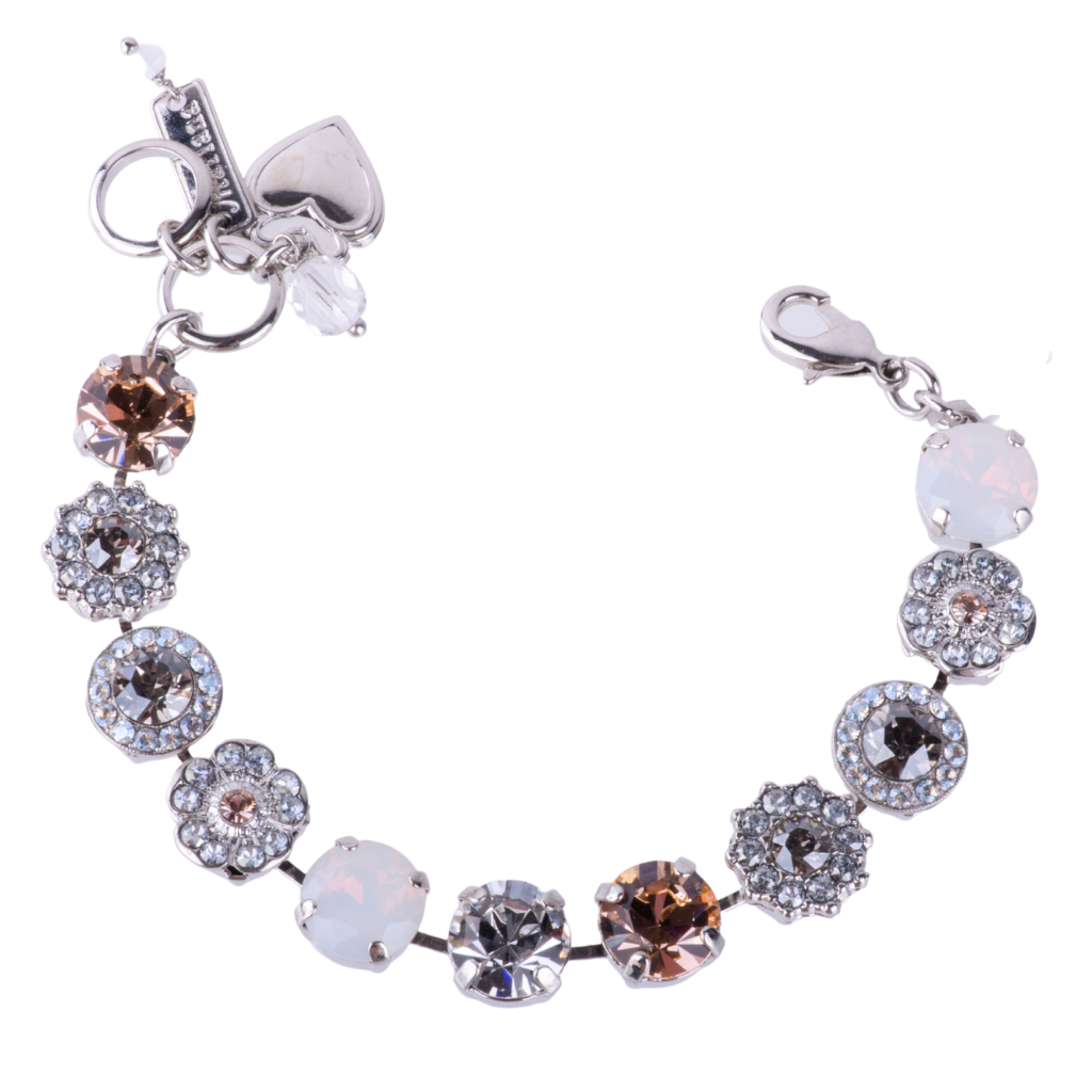 Large Rosette Bracelet in "Dancing in the Moonlight" - Rhodium