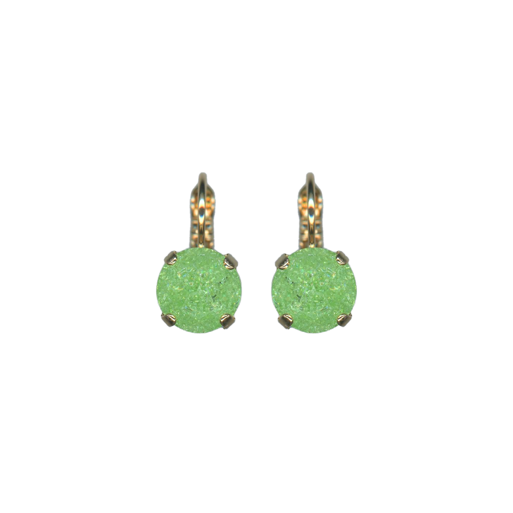 Large Leverback Earrings in "Peridot ICE" - Yellow Gold