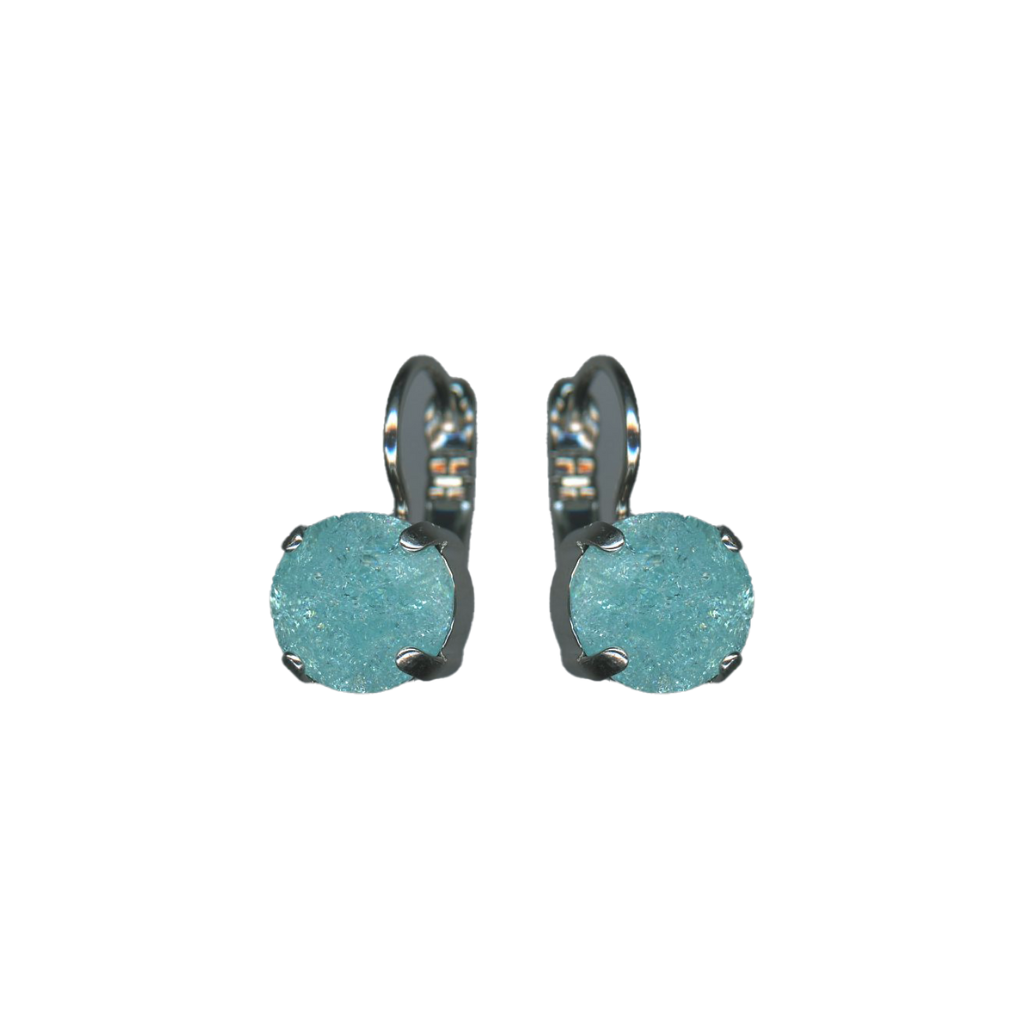 Large Leverback Earrings in "Aquamarine ICE" - Rhodium