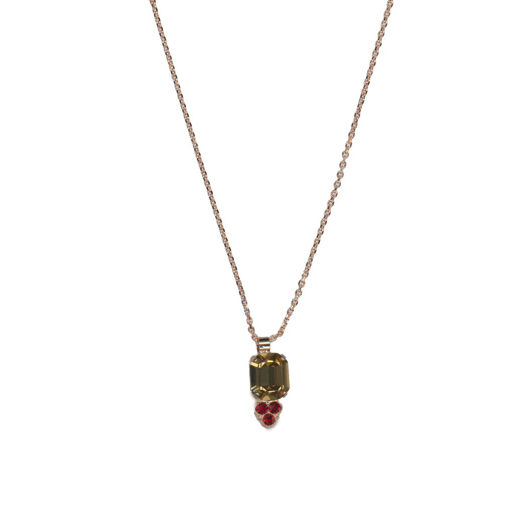 Emerald Cut Pendant in "Bonfire" - Rose Gold