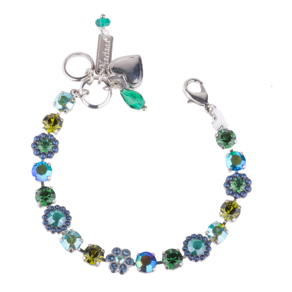 Medium Blossom Bracelet in "Emerald City"- Rhodium