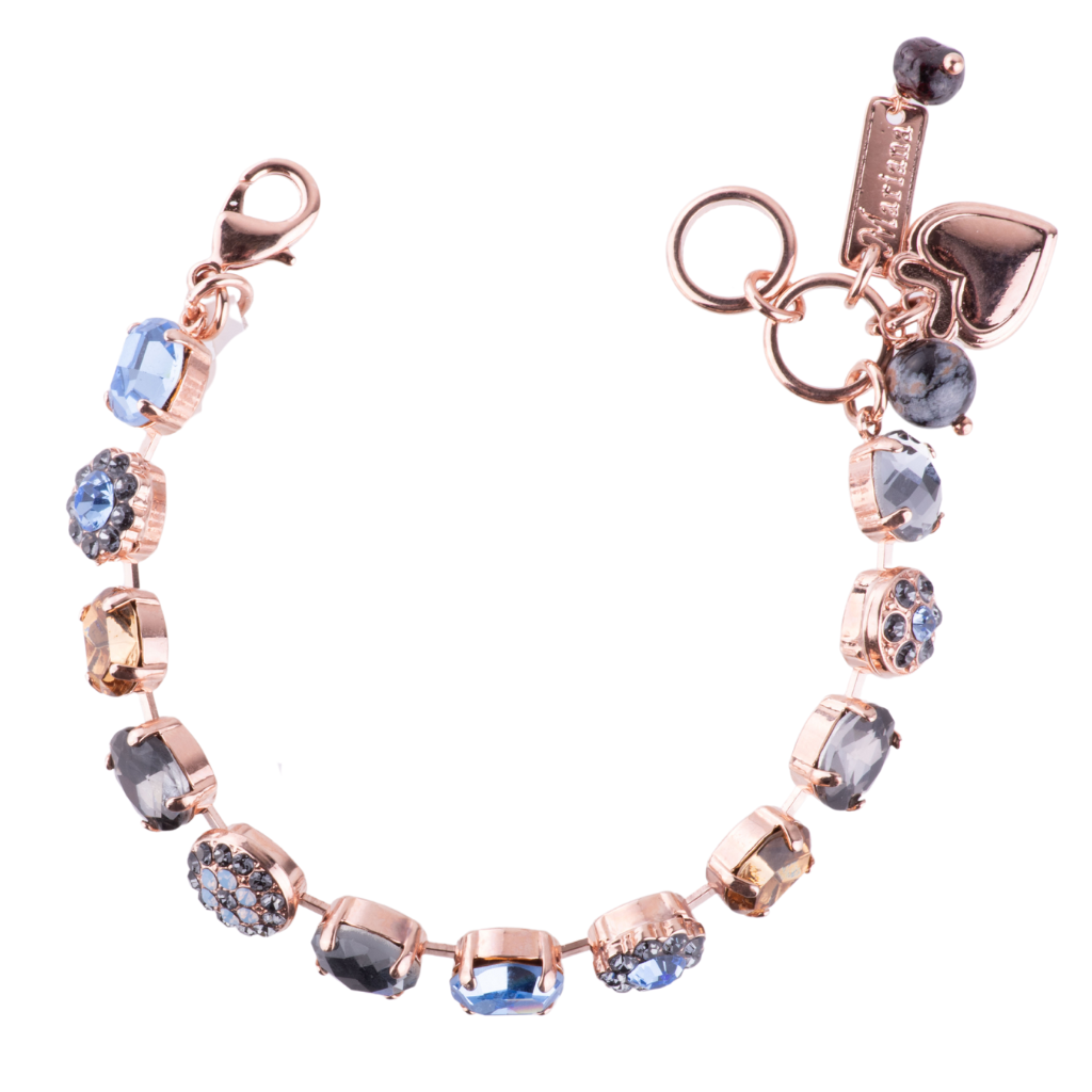 Medium Oval Pavé Bracelet in "Morning Mist" - Rose Gold