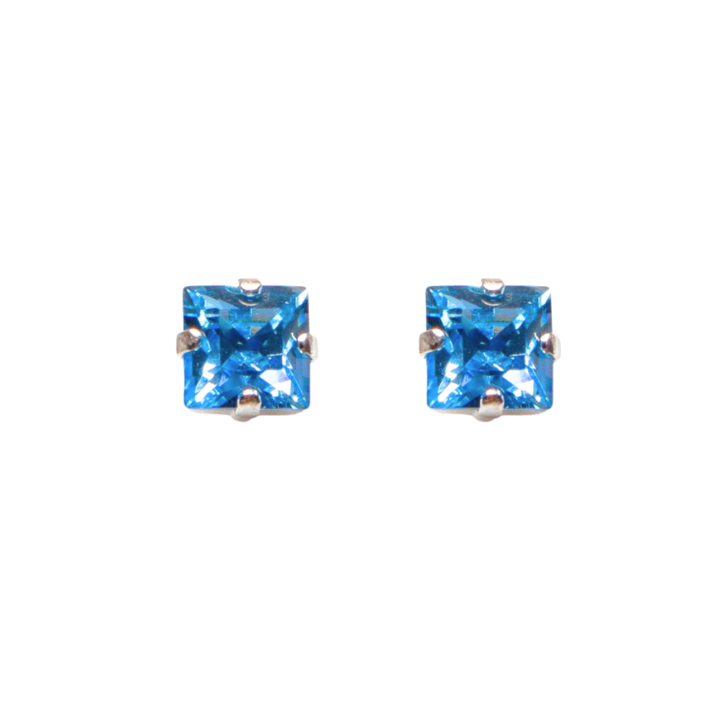 Square Post Earrings in "Aquamarine" *Custom*
