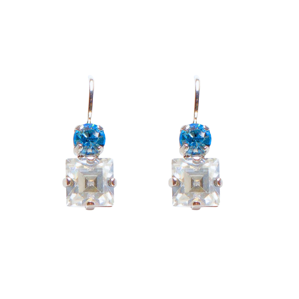 Medium Two-Stone Square Earrings- "Bay Blue" *Custom*
