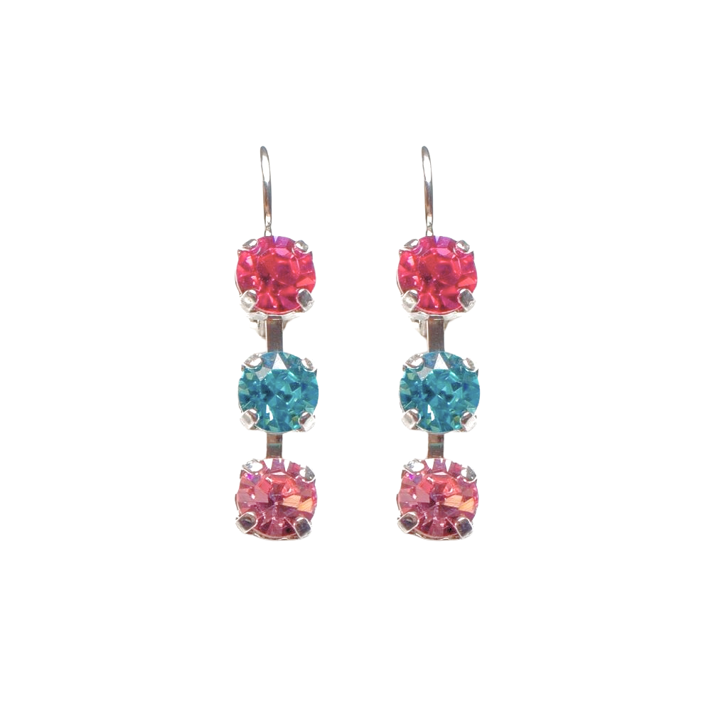 Small Three Stone Earrings in "Coral Cove" *Custom*