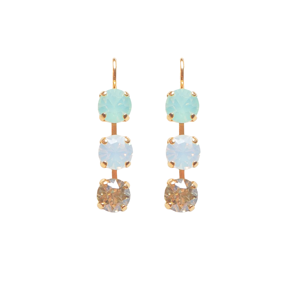 Medium Three Stone Earrings in "Seaglass" *Custom*
