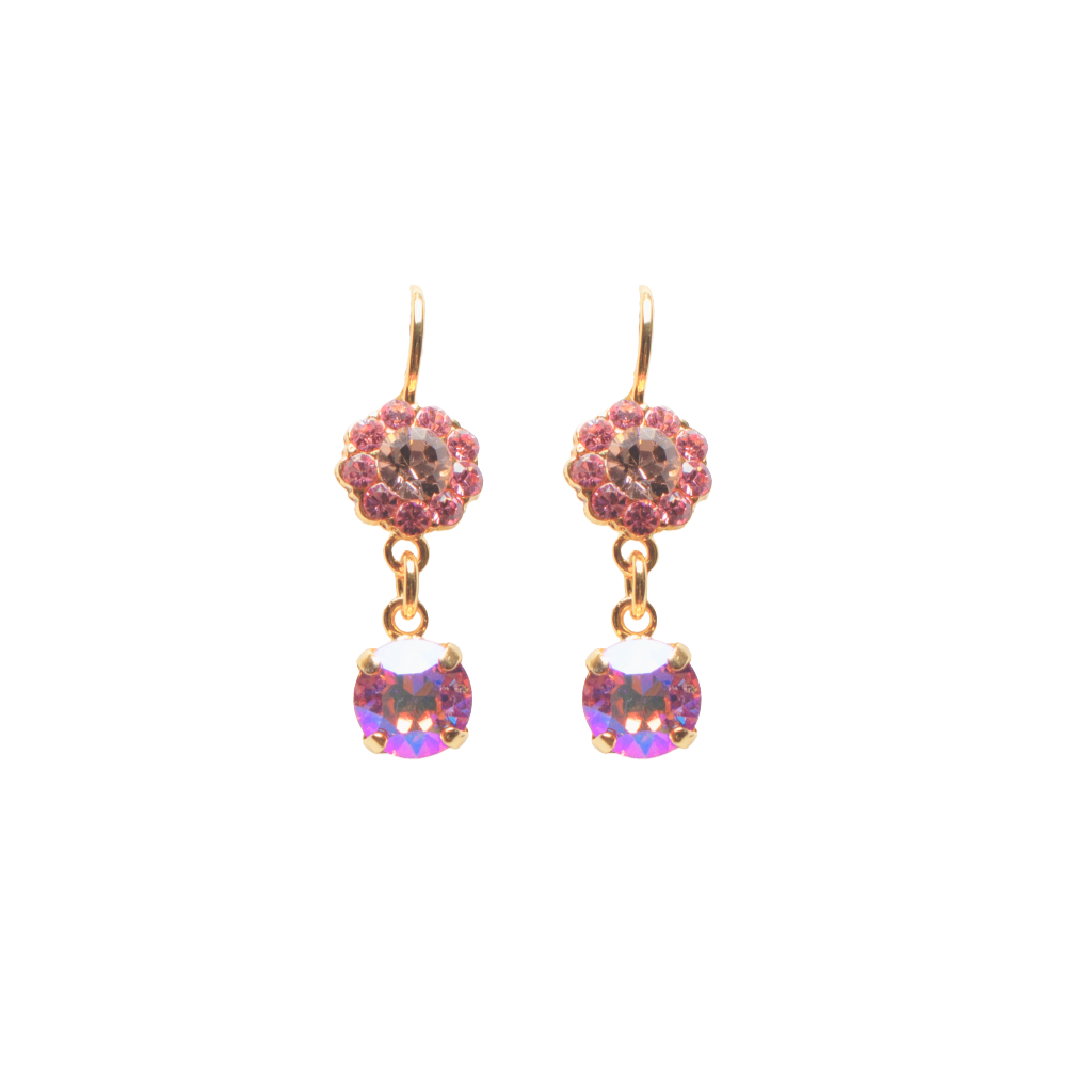 Medium Flower Earrings With Drop in "Parasol" *Custom*
