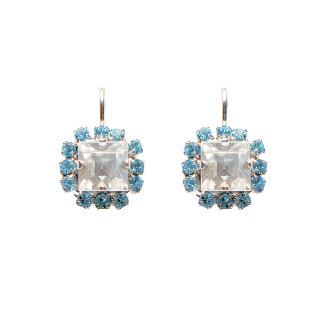 Square Halo Earrings in "Bay Blue" *Custom*