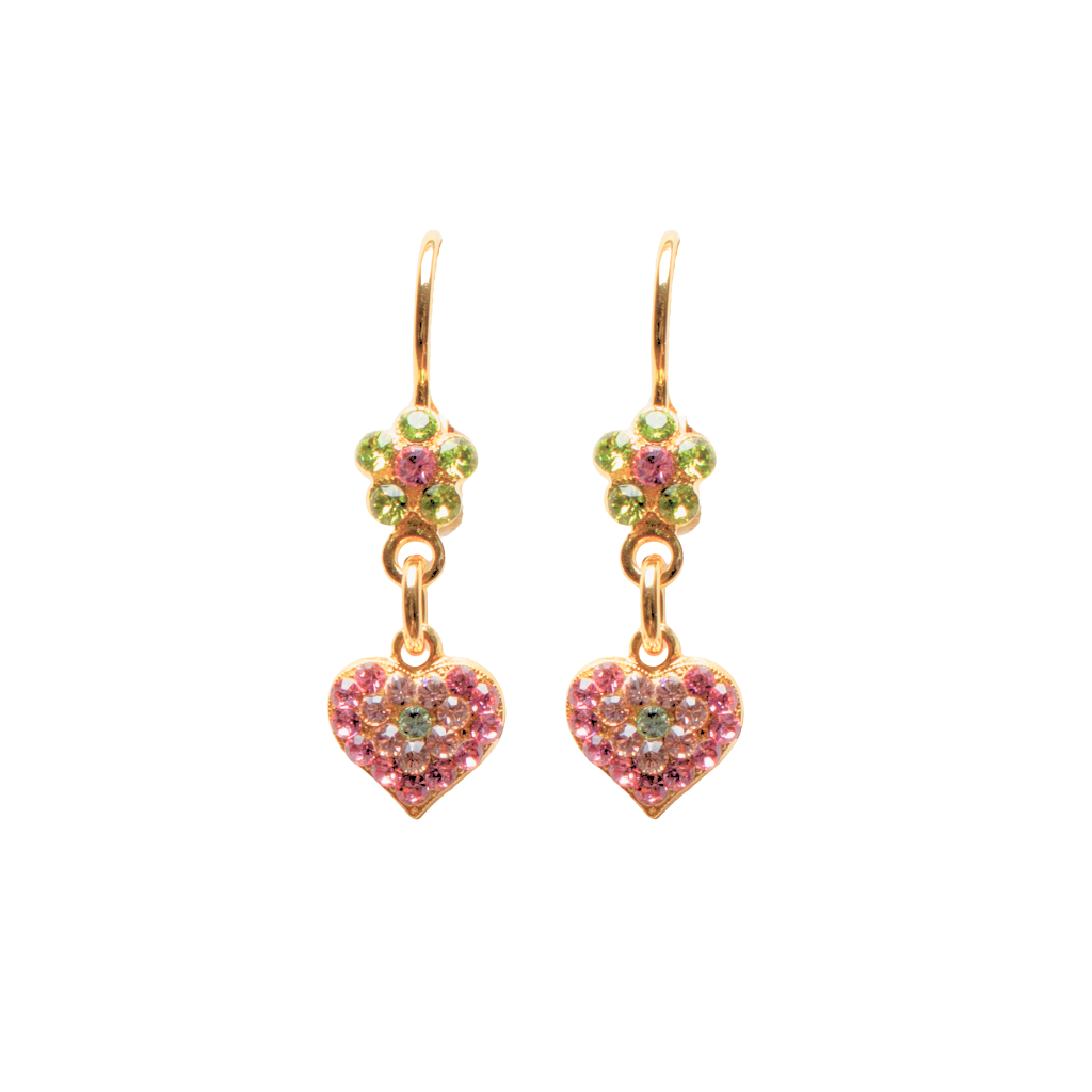 Flower and Heart Earrings in "Parasol" *Custom*