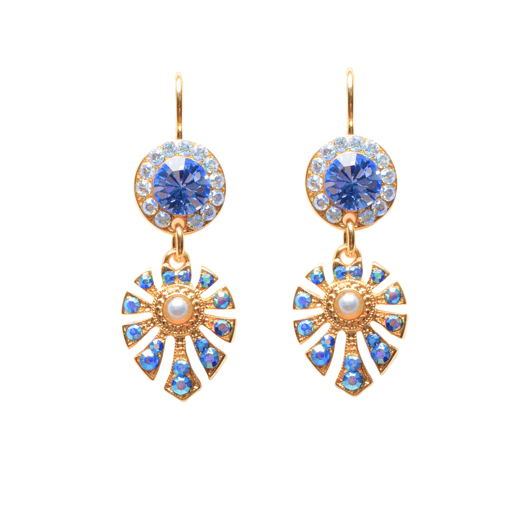 Halo & Leaf Dangle Earrings in "Bay Blue" *Custom*