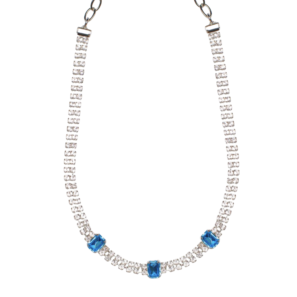 Petite Emerald & Crystal Choker Necklace in "Bay Blue" *Custom*