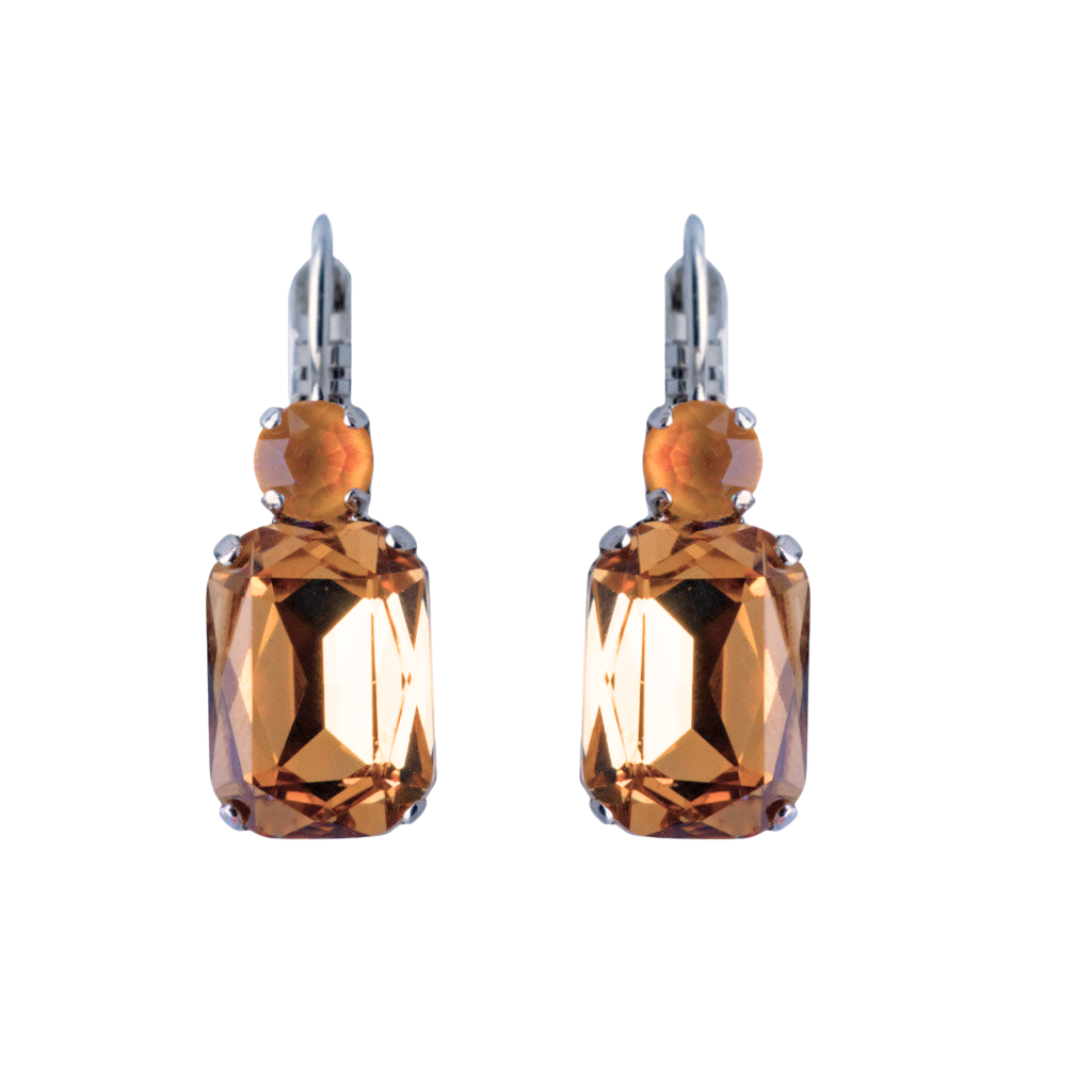 Round and Emerald Cut Leverback Earrings in "Butter Pecan" *Custom*