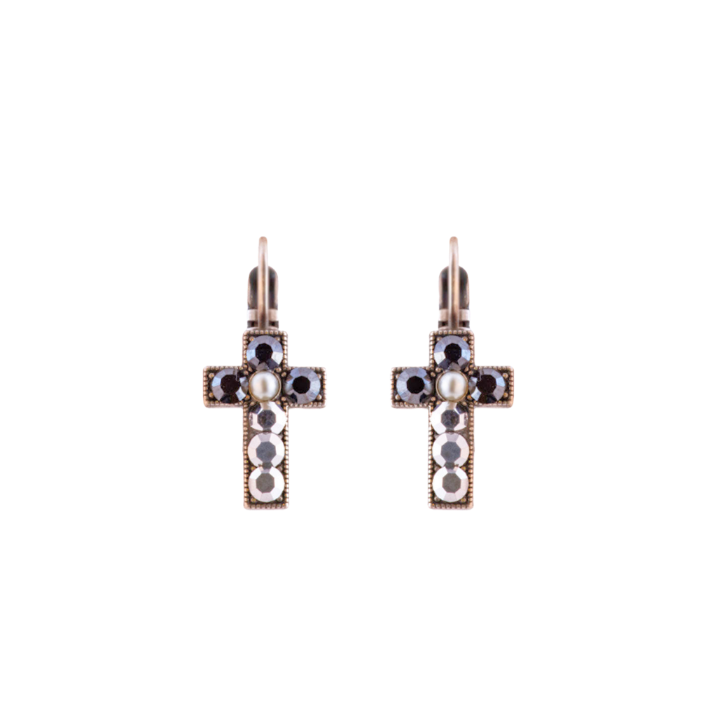 Petite Cross Leverback Earrings in "Rocky Road" *Custom*