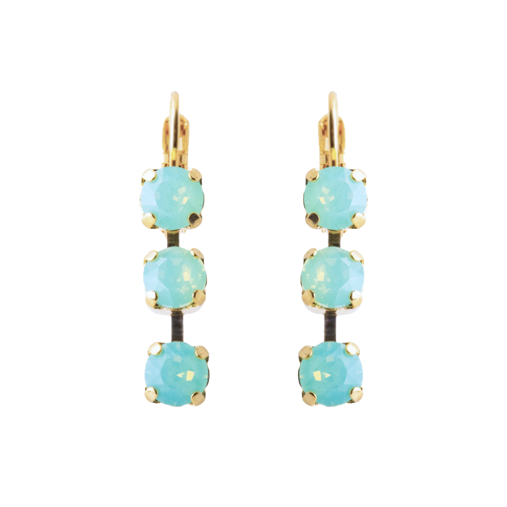 Petite Three Stone Leverback Earrings in Chrysolite Opal *Custom*