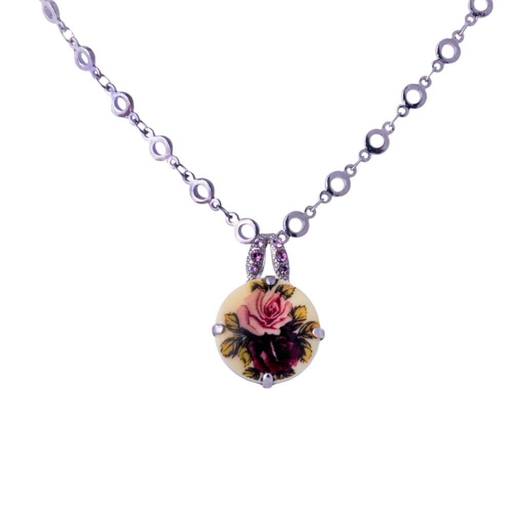 Extra-Luxurious Single Stone Pendant with Bale in "Painted-Flower" *Custom*