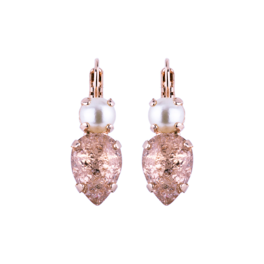 Round and Pear Leverback Earrings in "Desert Rose"- Rose Gold