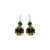 Large Double Stone Leverback Earrings in "Emerald City" - Rhodium
