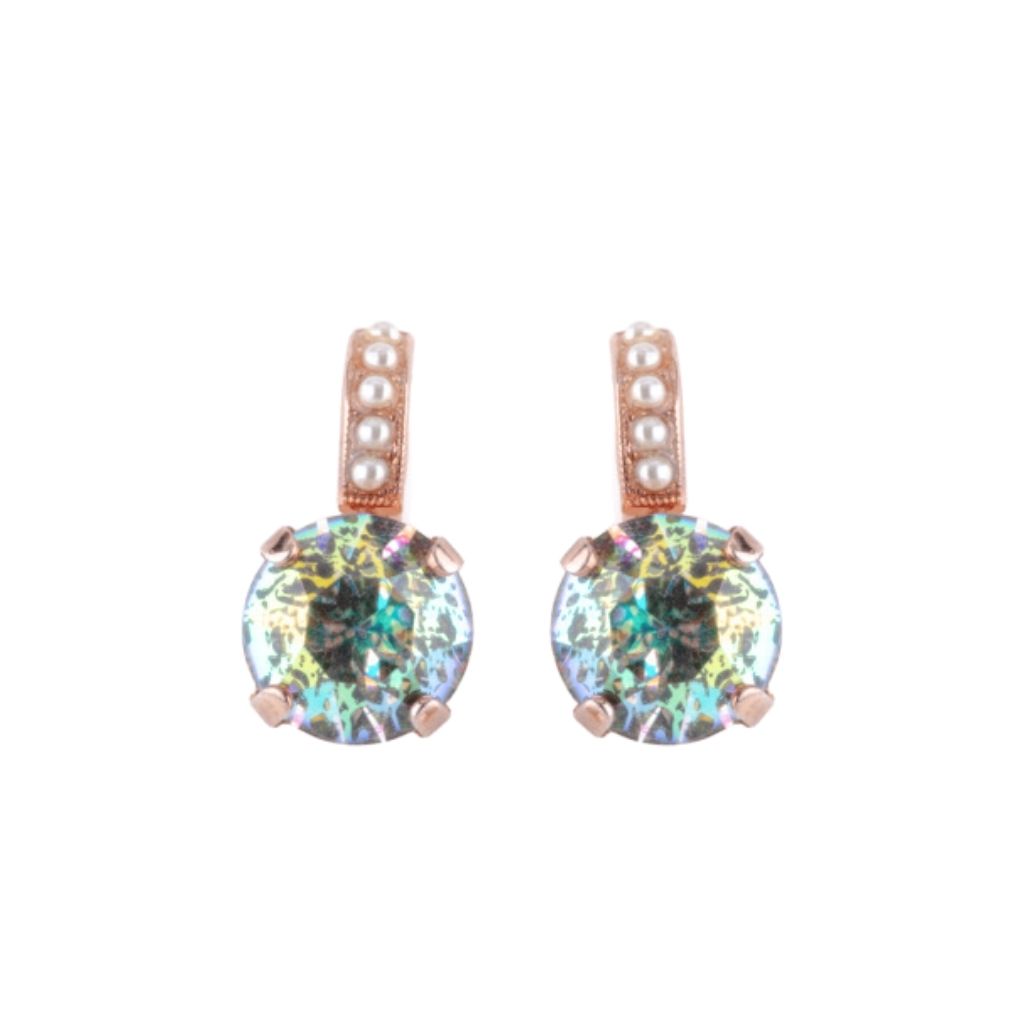 Large Embellished Leverback Earrings in "Dawn" - Rose Gold