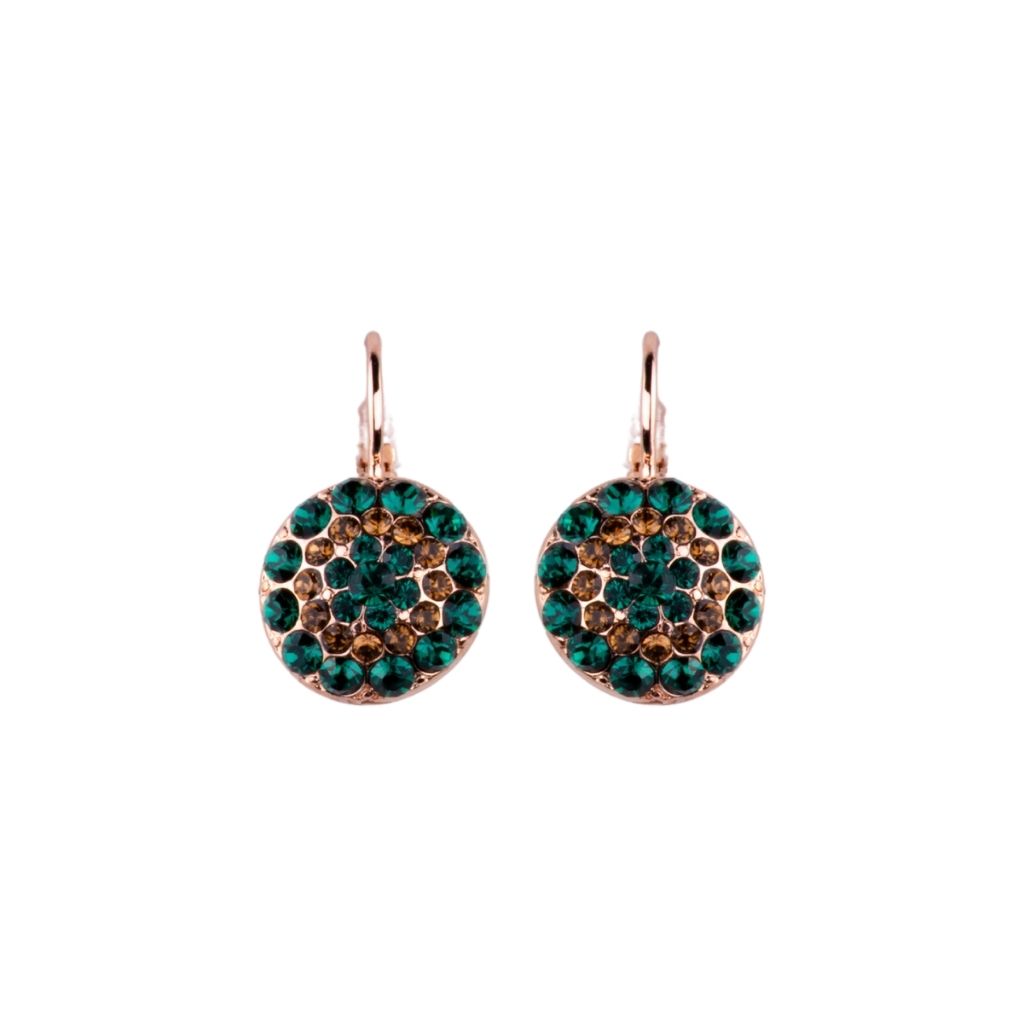 Pavé Leverback Earrings in "Deep Forest" - Rose Gold