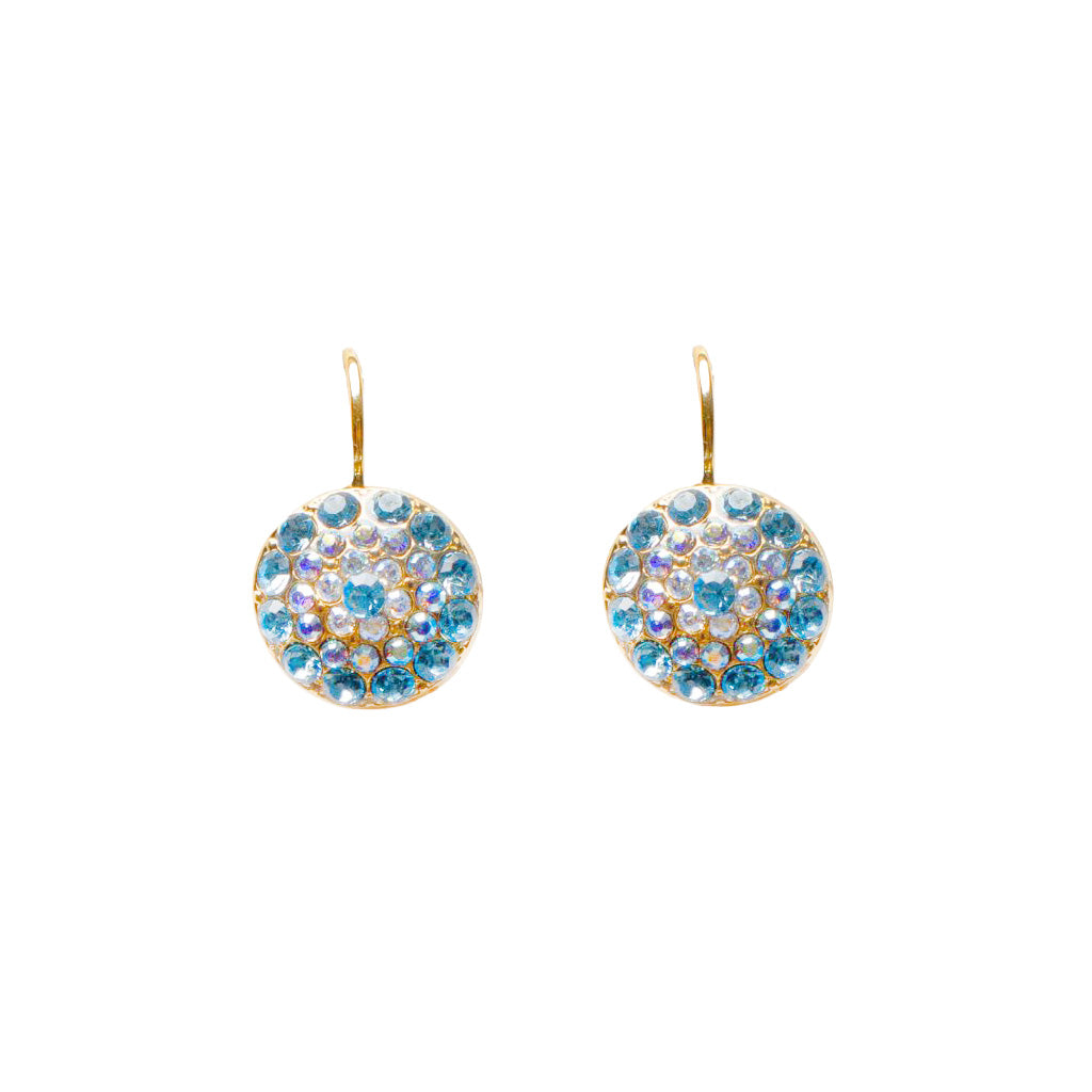 Pavé Earrings in "Bay Blue" - Yellow Gold
