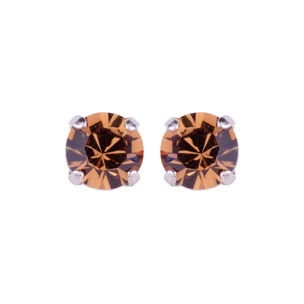 Medium Everyday Post Earrings in "Smoke Topaz" - Rhodium