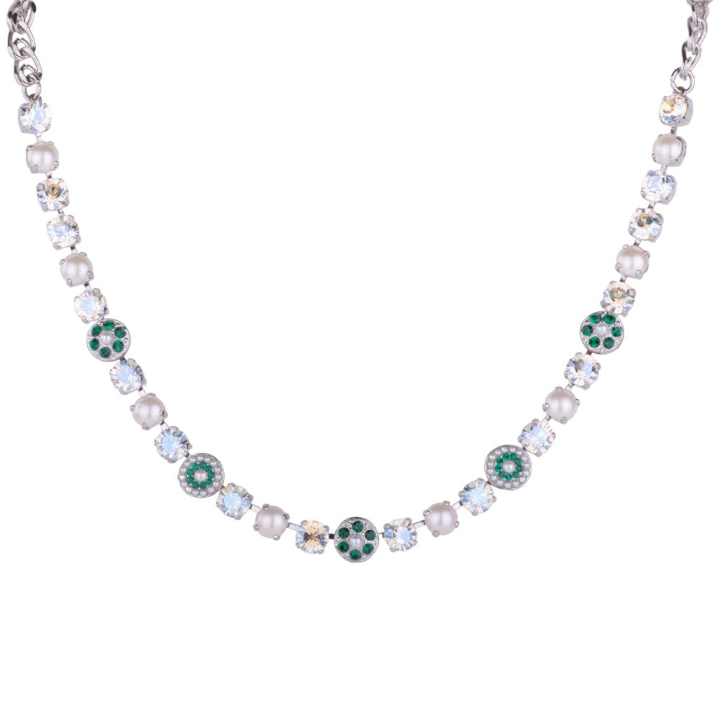 Medium Pavé Necklace in "Emerald Pearl"- Rhodium