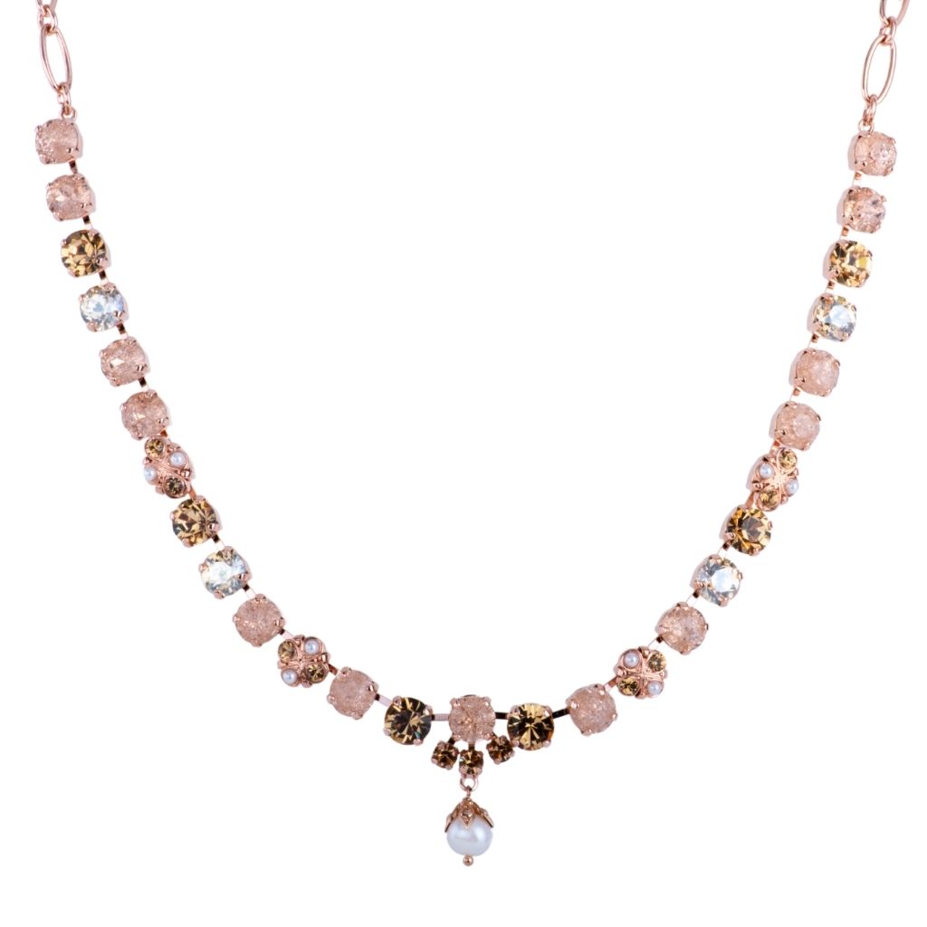 Medium Everyday Necklace with Decorated Dangle in "Desert Rose" - Rose Gold