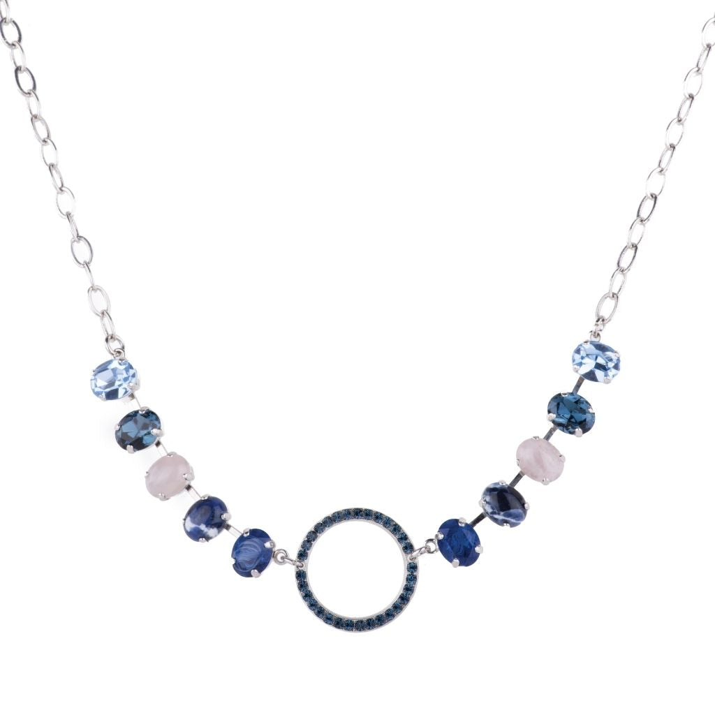 Medium Everyday Oval Circle Necklace in "Harvest Moon" - Rhodium