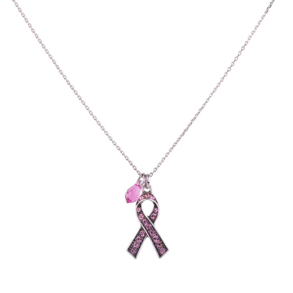 Breast Cancer Awareness Pendant - Antiqued Silver