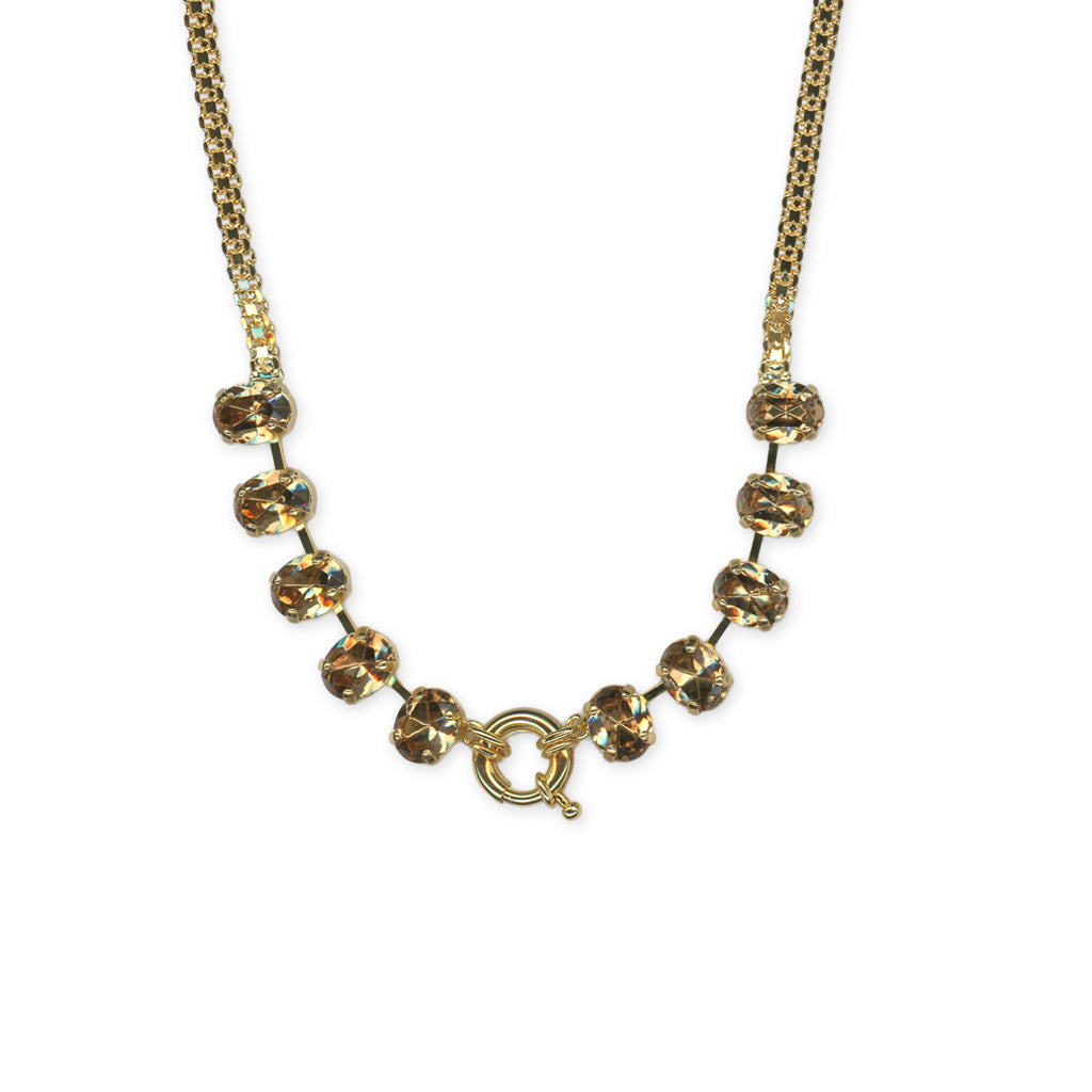 Large Oval Charm Necklace in "Light Colorado Topaz" - Yellow Gold