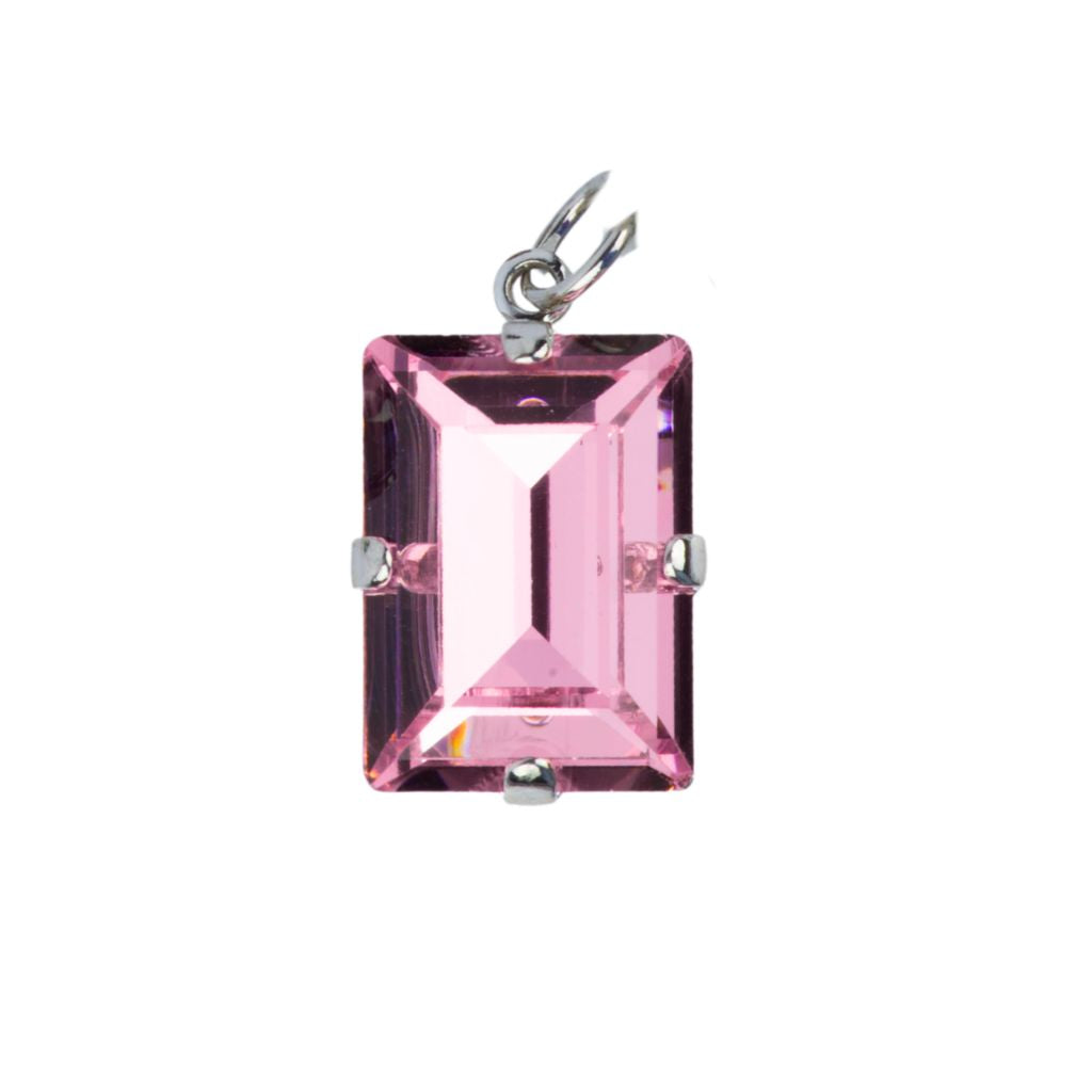 Extra Luxurious Baguette Charm in "Light Rose" - Rhodium
