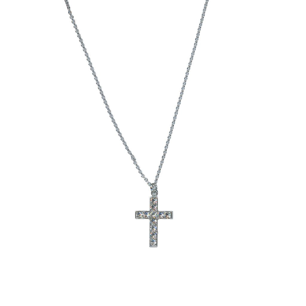 Petite Cross Pendant in "On A Clear Day" - Rhodium