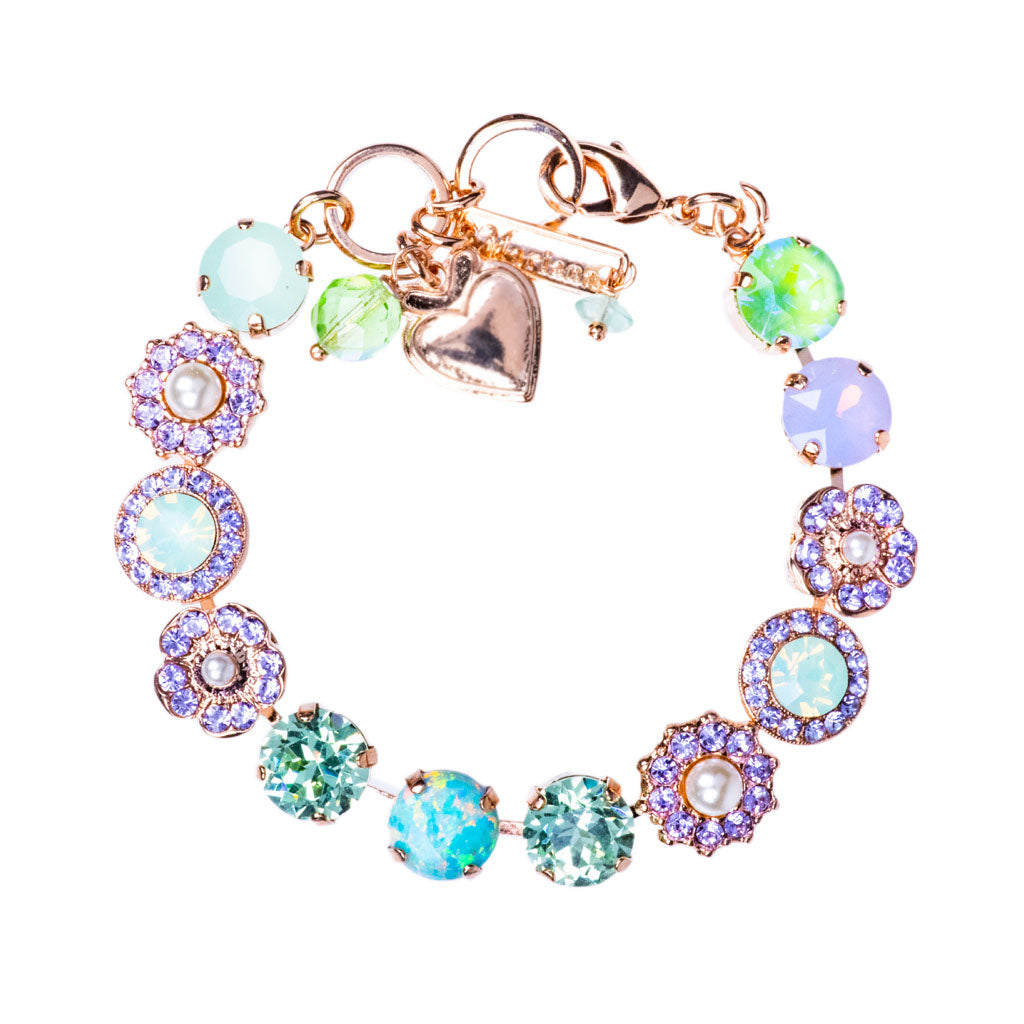 Large Mixed Element Bracelet in "Mint Chip" - Rhodium