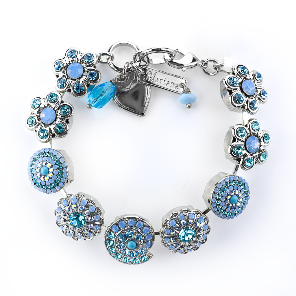 Extra Luxurious Shell and Flower Bracelet in "Florida Blues" *Custom*