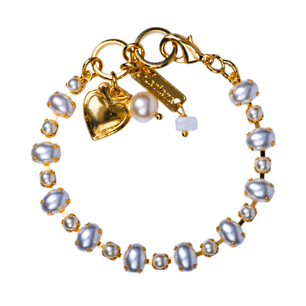 Small Oval and Round Stone Bracelet in "Cream Pearl" *Preorder*