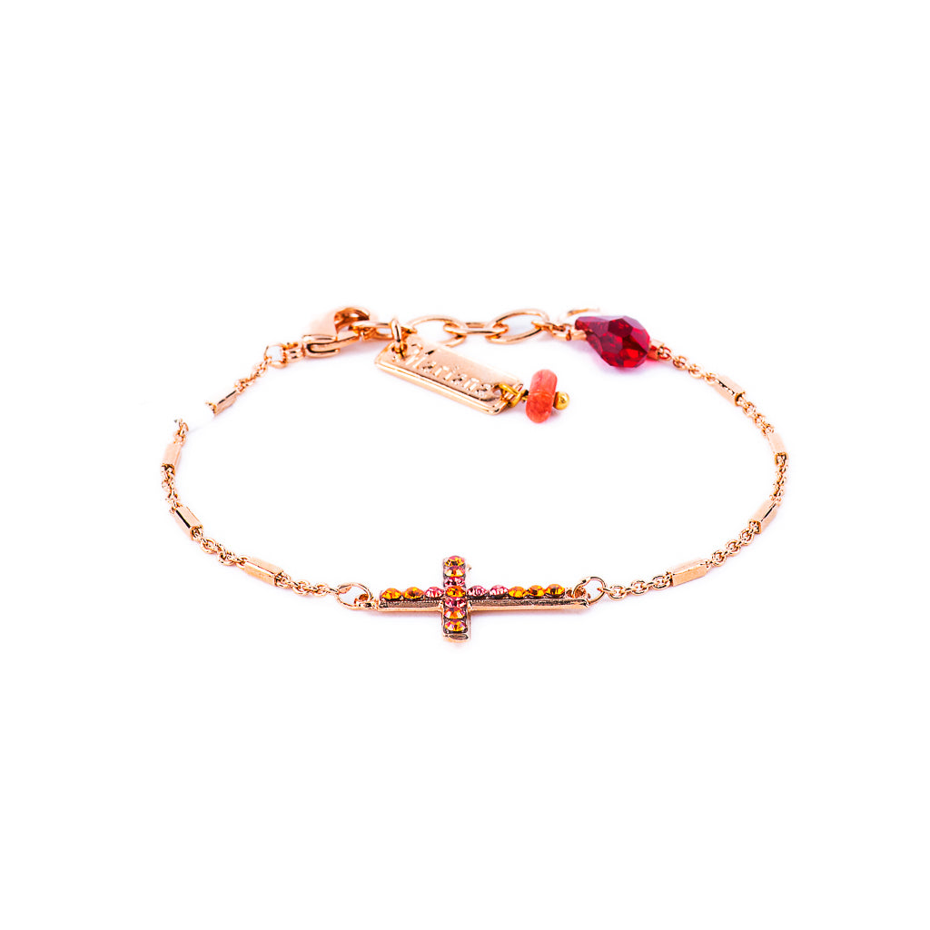 Petite Cross Chain Bracelet in "Hibiscus" *Preorder*