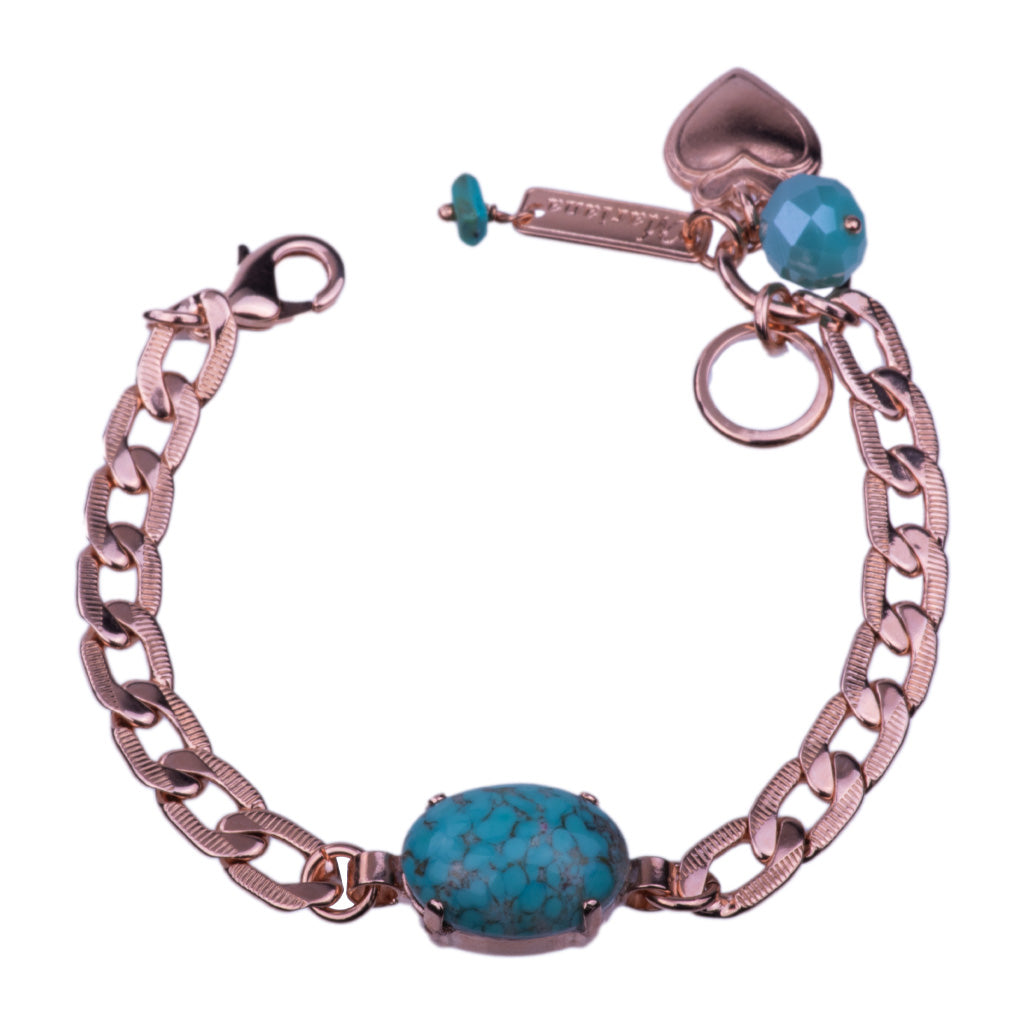 Large Oval Stone and Chain Bracelet in "Natural Turquoise" *Custom*