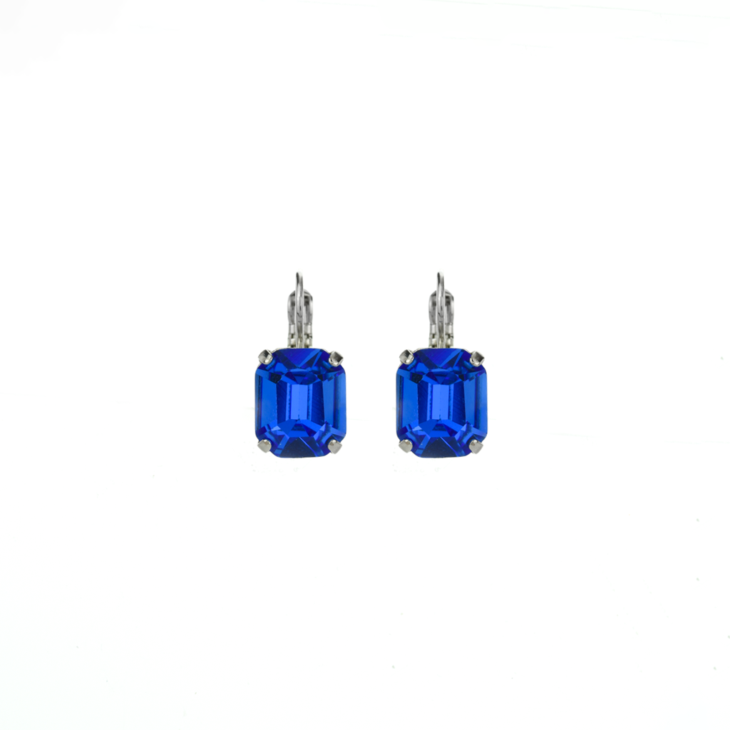 Emerald Cut Leverback Earrings in "Sapphire" *Preorder*