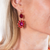 Large Halo Oval Dangle Leverback Earrings in "Hibiscus" *Preorder*