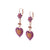 Flower and Heart Dangle Leverback Earrings in "Hibiscus" *Custom*