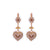 Flower and Heart Dangle Leverback Earrings in "Chai" *Preorder*