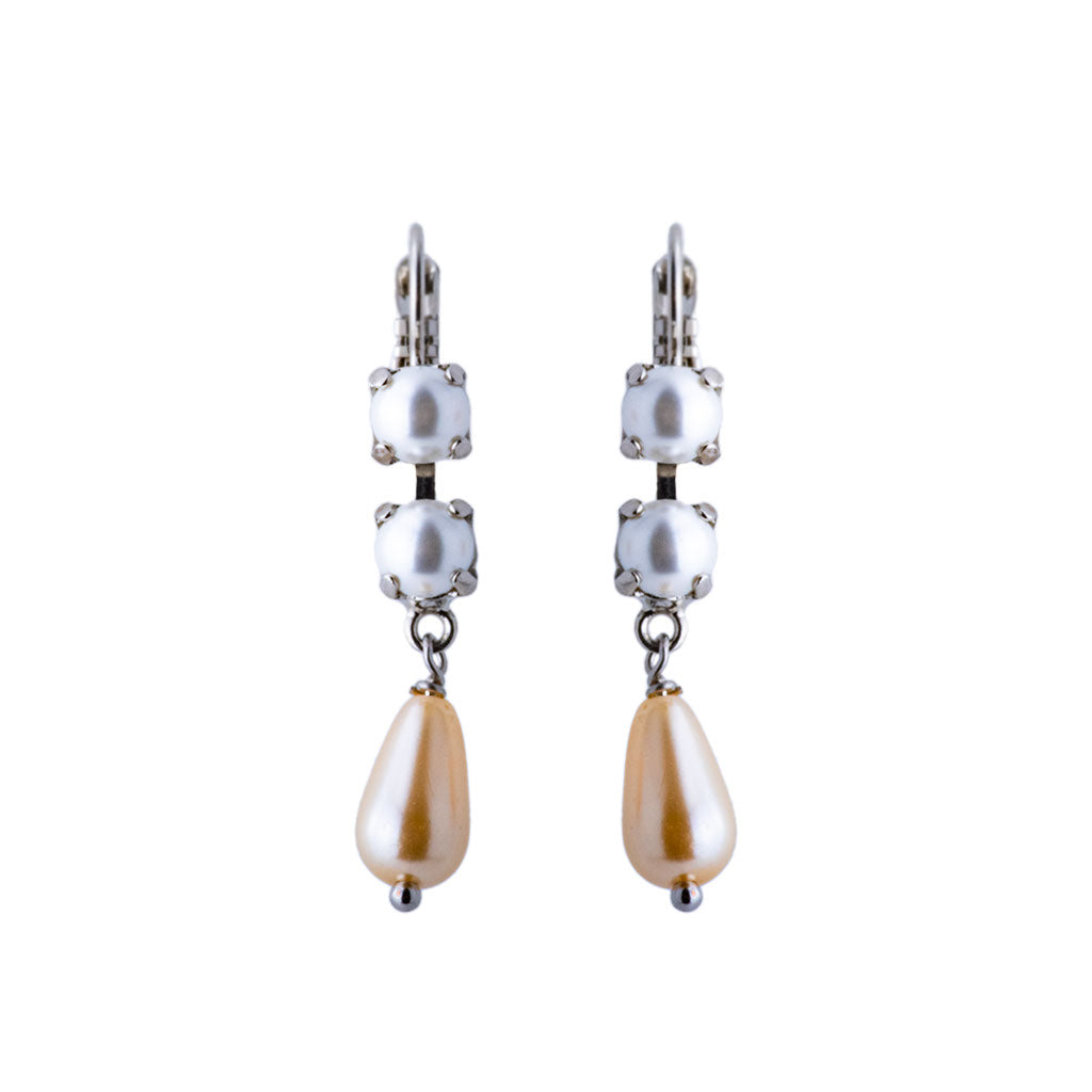 Petite Two Stone Dangle Leverback Earrings in "Cream Pearl" *Custom*
