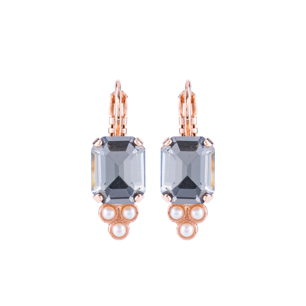 Petite Emerald Cut and Trio Cluster Leverback Earrings in "Earl Grey" *Preorder*
