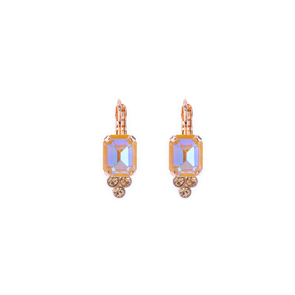 Petite Emerald Cut and Trio Cluster Leverback Earrings in "Chai" *Preorder*