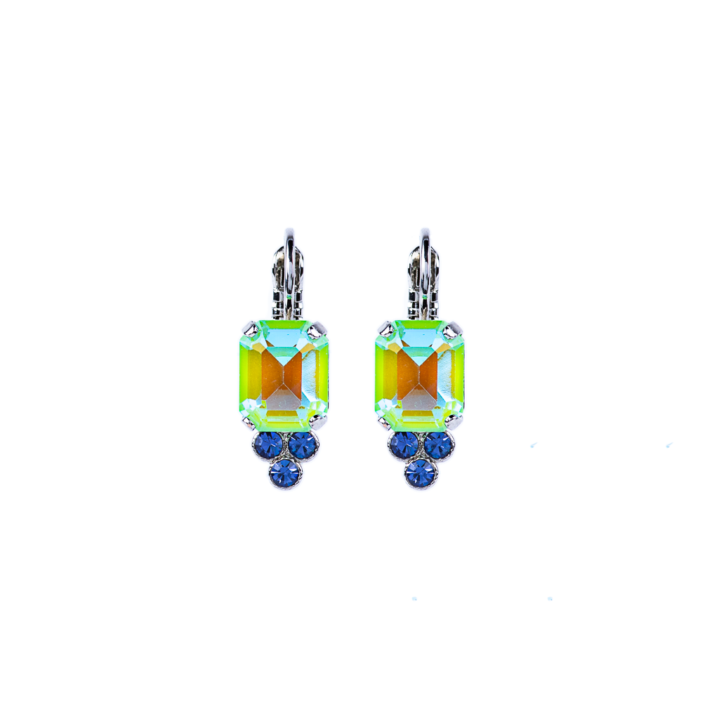 Petite Emerald Cut and Trio Cluster Leverback Earrings with Trio Cluster in "Matcha' *Preorder*