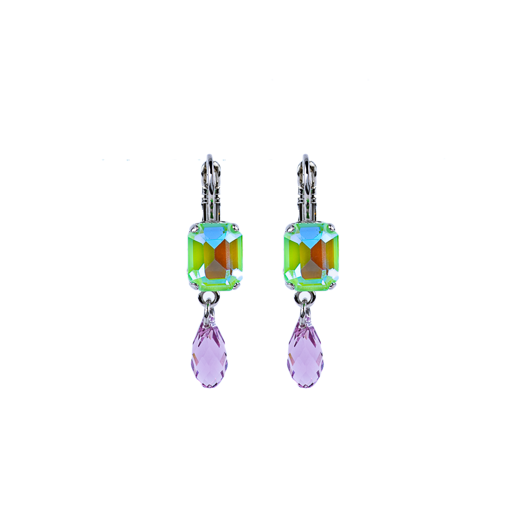 Petite Emerald Cut and Dangle Leverback Earring in "Matcha" *Preorder*
