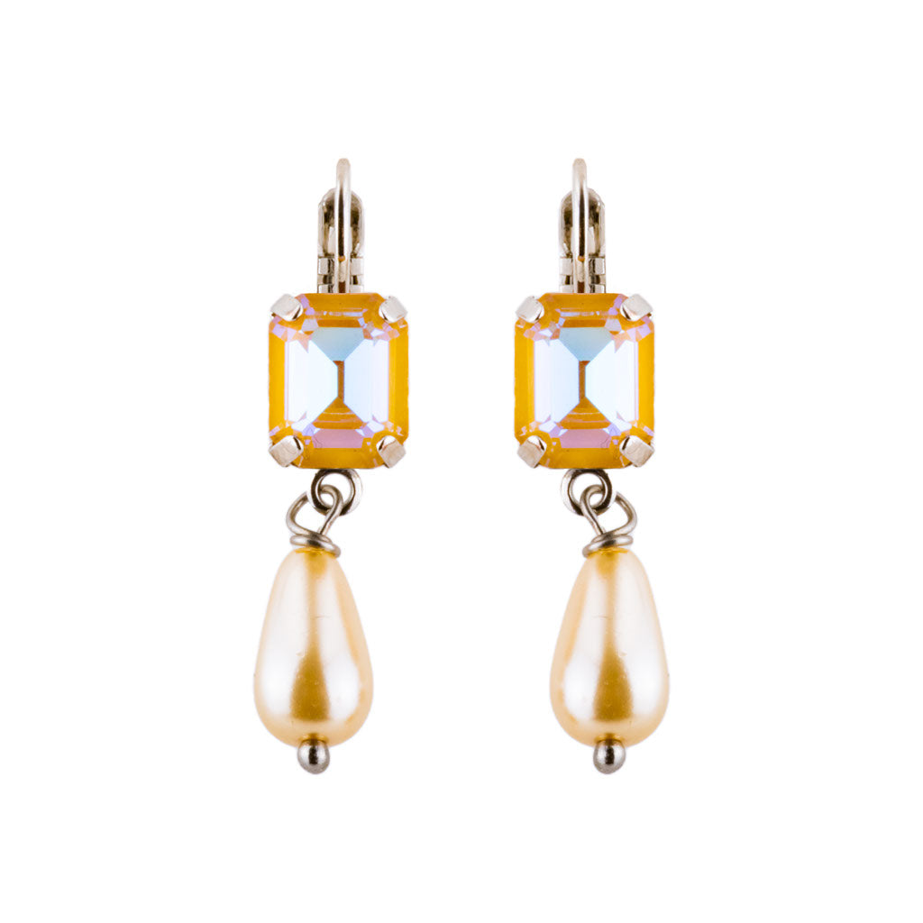 Petite Emerald Cut and Dangle Leverback Earring in "Butter Pecan" *Preorder*