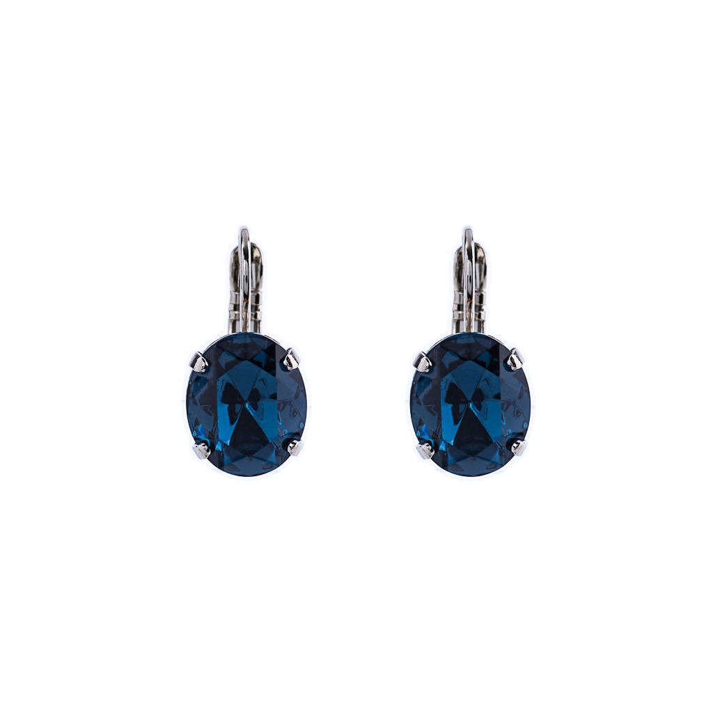 Large Single Stone Oval Leverback Earrings in "Montana Blue" *Custom*