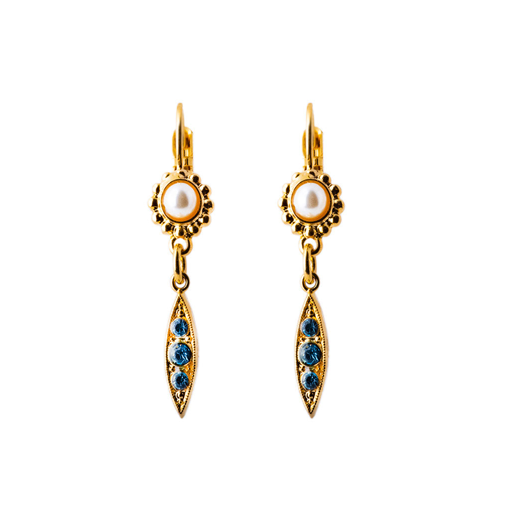 Flower Marquise Dangle Leverback Earrings in "Blue Moon" *Preorder*