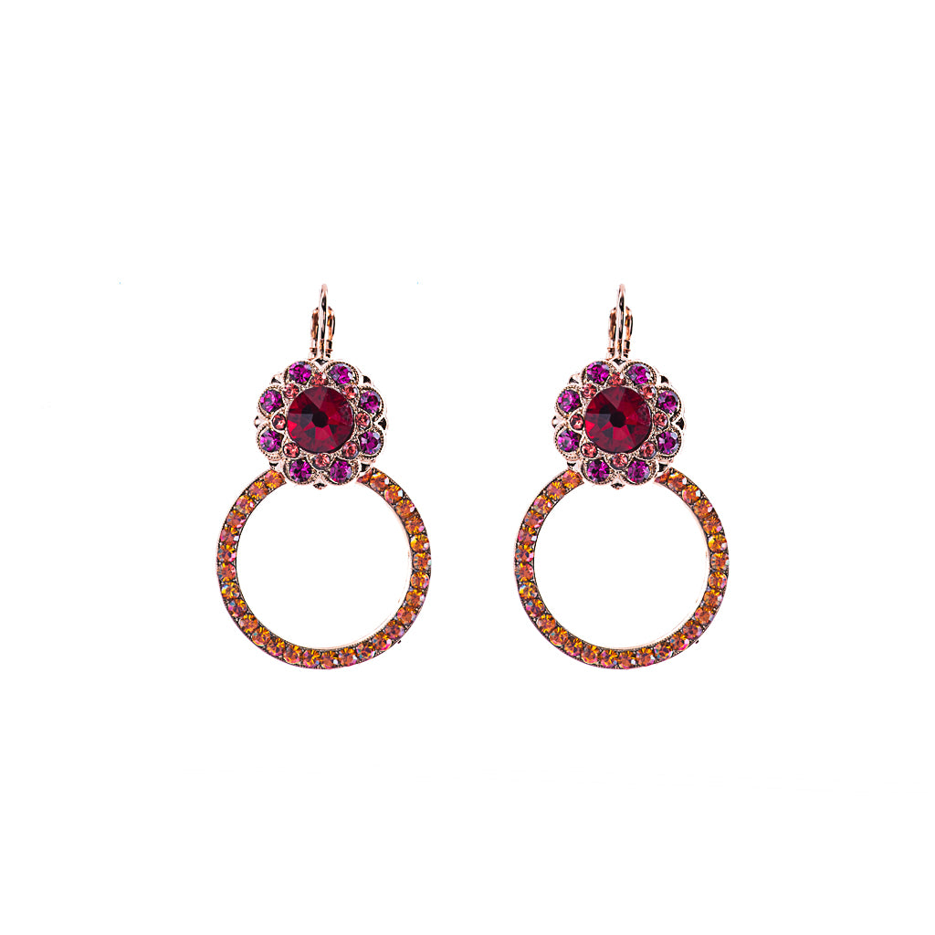 Cluster Circle Leverback Earrings in "Hibiscus" *Custom*